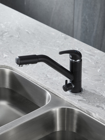 Смеситель для кухни Paulmark HESSEN He213017-418 на раковину черный металлик